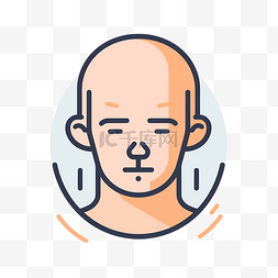 光头剃光的秃头男人的平面插图 