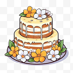 手绘蛋糕插图图片_涂鸦风格的复活节蛋糕插图