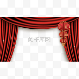 红色帘子背景图片_中国风红色灯笼帘幕舞台新年帷幕