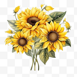 花印刷图片_用于邀请和印刷的黄色向日葵艺术