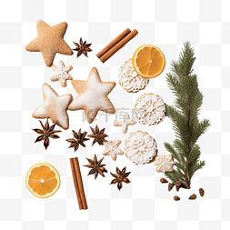 带香料和圣诞装饰的饼干
