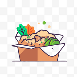 装满可食用食物的盒子的插图 向