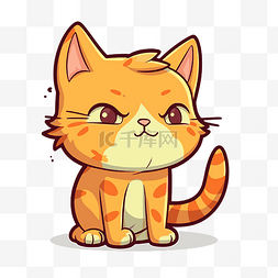 卡通橙色猫，有雀斑，白色背景上