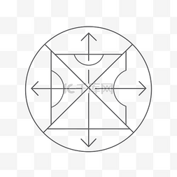 度数图片_带圆圈的正方形，圆圈内有两个箭