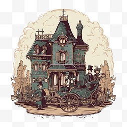 绘制的剪贴画图片_维多利亚时代的剪贴画 房子和房