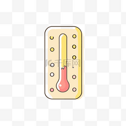 温度计图标显示有彩色水滴 向量