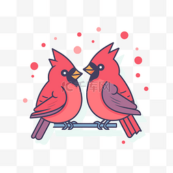 衣矢量图图片_两只红衣主教鸟以爱情鸟矢量图的