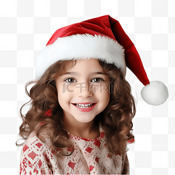 戴着圣诞帽的迷人小女孩在圣诞装