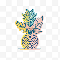 高清新鲜水果图片_矢量图显示白色背景花瓶中的棕榈
