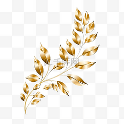 白色生态植物图片_白色背景上的金色叶子装饰元素用