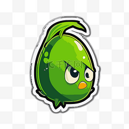 愤怒的小鸟绿色水果贴纸 向量