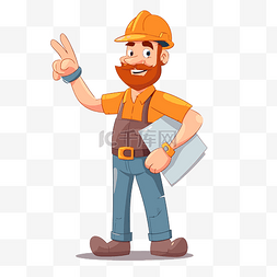 微笑的手指图片_承包商剪贴画中一名男性建筑工人