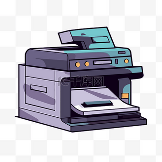 复印机剪贴画卡通打印机与信封 向量