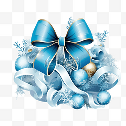 蓝色丝带礼包图片_圣诞节