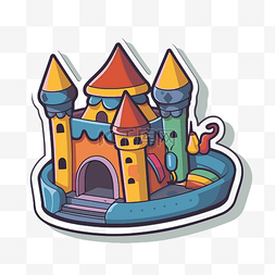 上面有一座彩色城堡的贴纸剪贴画