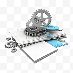 齿轮和表图片_3D 插图齿轮和文档内容管理