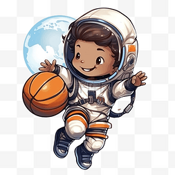 火箭太空图片_可爱的宇航员打篮球