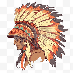 符号面图片_美洲原住民印第安酋长战士侧