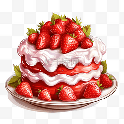 吃草莓巧克力图片_草莓蛋糕插画