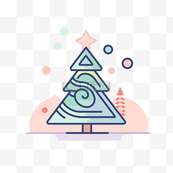 装饰icon图片_线性风格设计中的圣诞树 向量
