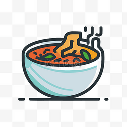 显示面条和汤的食物图标 向量