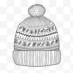 冬季针织帽线性涂鸦