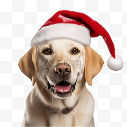 戴帽子卡通小狗图片_戴着圣诞蝴蝶结的圣诞老人帽子的