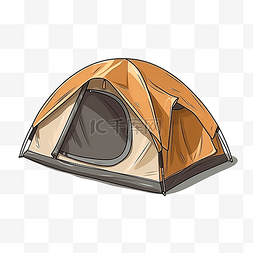 草棕色卡通露营旅行帐篷
