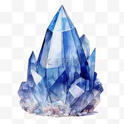 红宝石蓝宝石图片_蓝宝石水晶的水彩插图
