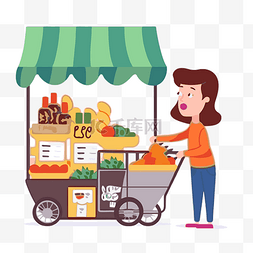水果价格图片_价格剪贴画卡通女士在杂货车买水