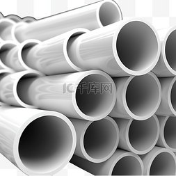 白色一系列图片_PVC 管堆放在仓库中，黑色表面上