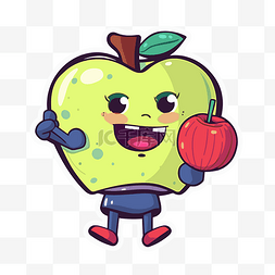 卡通人物苹果与苹果 向量