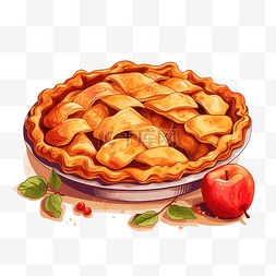 美食菜單图片_苹果派手绘矢量图传统感恩节和圣