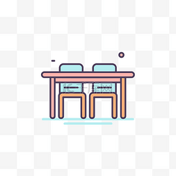 两把椅子和一张桌子显示为两条彩