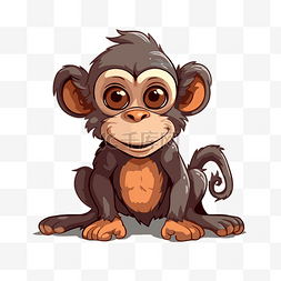 猴子剪贴画卡通黑猩猩插图 向量