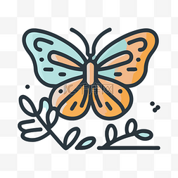 花蝴蝶图标设计背景与叶子 向量