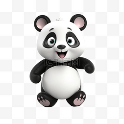 豎大拇指符号图片_有趣的熊猫 3d 插图