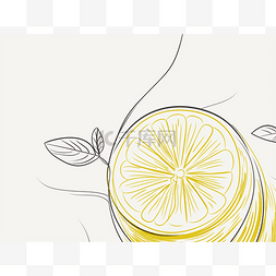 矢量柠檬线条图片_柠檬叶矢量插图