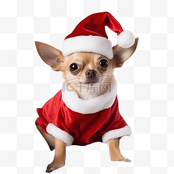 圣诞老人上色图片_平安夜，一只小吉娃娃狗躺在白色