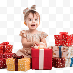 女婴住在许多庆祝生日或圣诞节的