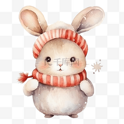 侏儒雪人图片_可爱的水彩兔子圣诞人物