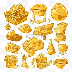 黄金剪贴画黄金和黄金宝藏物品插