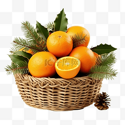 篮子里的圣诞组合物，里面有橙子