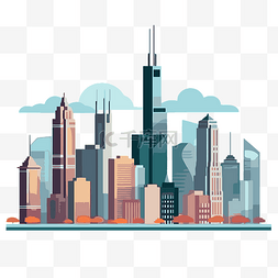 芝加哥剪贴画市中心芝加哥天际线