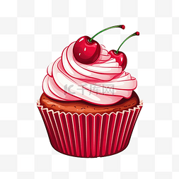 水彩背景粉色图片_图解姿势纸杯蛋糕樱桃蛋糕甜点