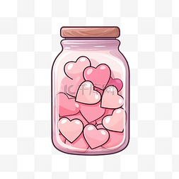 心形玻璃瓶图片_一个粉色玻璃瓶的贴纸，上面有心