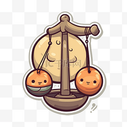 两个橙子在秤上并互相握住剪贴画