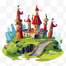 版画城堡图片_王国剪贴画彩色卡通卡通城堡在岛