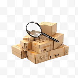 商品堆叠图片_搜索栏空白与放大镜堆叠货物纸板