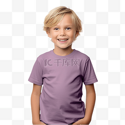 淡紫色儿童T恤样机短袖png